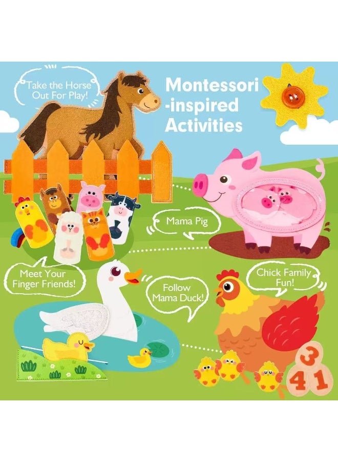 Prime Choice Montessori Felt Busy Board for Toddlers, Portable Learning Activity Book, Farm-Themed Sensory Board, Dressing Skills Practice Toy, Early Educational Travel Toy for Boys and Girls - Image 4