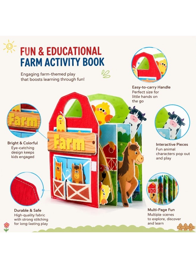 Prime Choice Montessori Felt Busy Board for Toddlers, Portable Learning Activity Book, Farm-Themed Sensory Board, Dressing Skills Practice Toy, Early Educational Travel Toy for Boys and Girls - Image 2