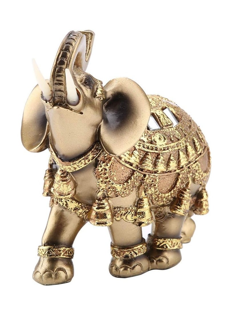 راكسوم تمثال الفيل الذهبي المحظوظ وفقًا لفنغ شوي، تمثال الثروة، هدية ديكور منزلي (ذهبي كبير) - Image 1