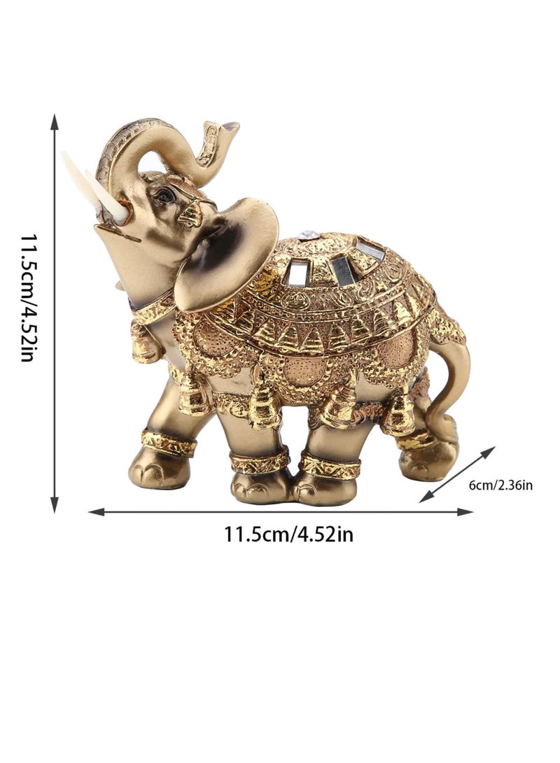 راكسوم تمثال الفيل الذهبي المحظوظ وفقًا لفنغ شوي، تمثال الثروة، هدية ديكور منزلي (ذهبي كبير) - Image 2