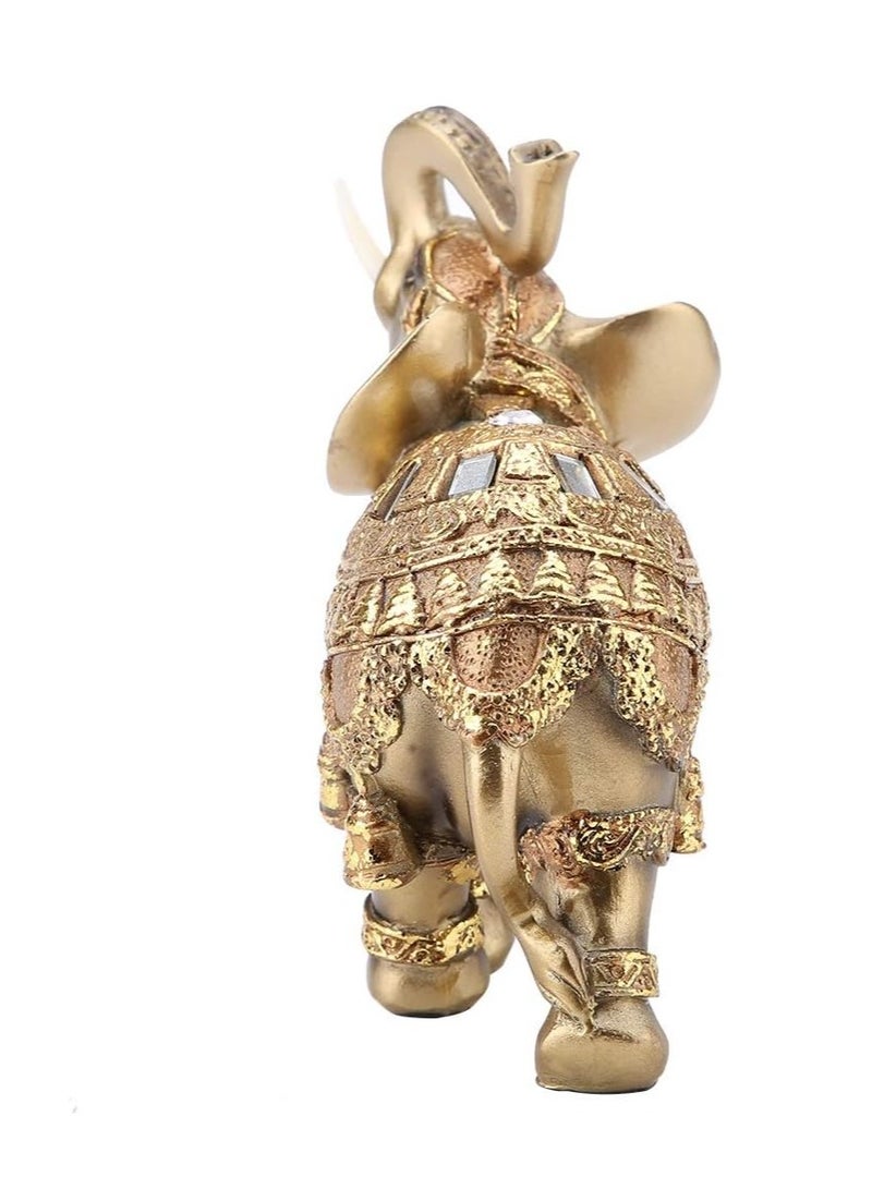 راكسوم تمثال الفيل الذهبي المحظوظ وفقًا لفنغ شوي، تمثال الثروة، هدية ديكور منزلي (ذهبي كبير) - Image 3