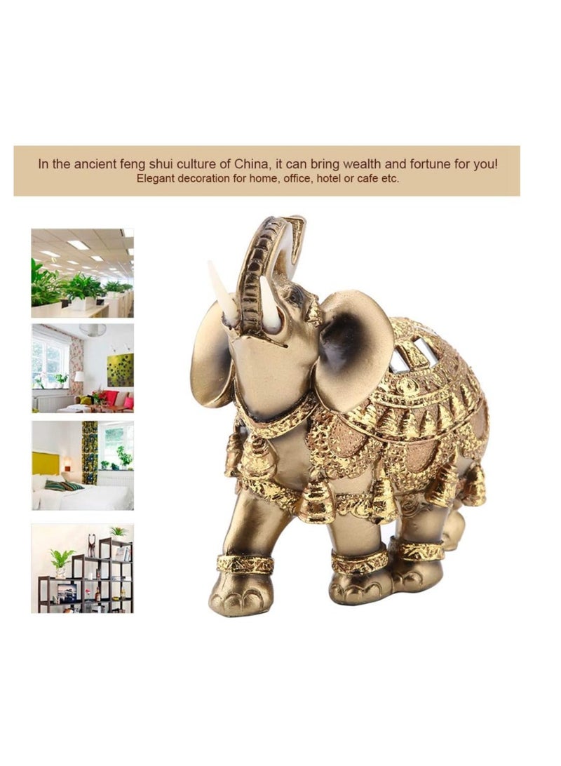 راكسوم تمثال الفيل الذهبي المحظوظ وفقًا لفنغ شوي، تمثال الثروة، هدية ديكور منزلي (ذهبي كبير) - Image 4