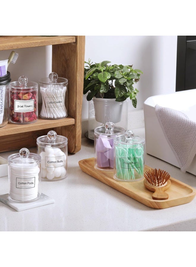 سوفام 4 عبوة، موزع حامل لمماسحة القطن، وسائد قطنية مستديره، خيط -10 أوقية من أوعية صينيّة بلاستيكية صافية لحمام تخزين المنظمة، فانيتي ماكياج المنظم - Image 4