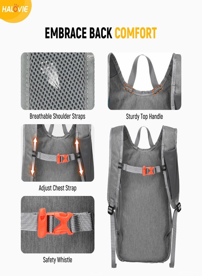 HALOVIE 15L Foldable Hiking Backpack Phone Pocket Lightweight Travel Daypack Shoulder with Chest Strap Small Packable Pack for Walking Women Men (Lightgray) - Image 5