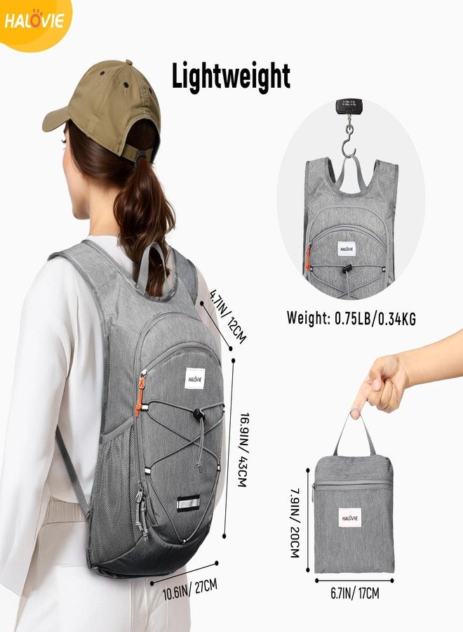 HALOVIE 15L Foldable Hiking Backpack Phone Pocket Lightweight Travel Daypack Shoulder with Chest Strap Small Packable Pack for Walking Women Men (Lightgray) - Image 4