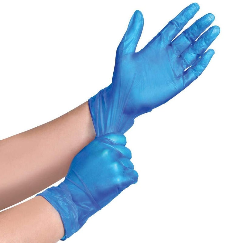 REAL ACCESSORIES علبة 100 قفاز فينيل disposable حجم متوسط أزرق غير مسحوق [قفازات فينيل خالية من المسحوق] من REAL ACCESSORIES® قفازات متعددة الاستخدامات - Image 2