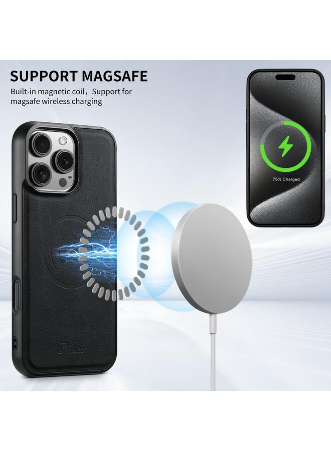 Suteni Case For iPhone 16 H16 Litchi Texture Leather Detachable Wallet Back Phone Case - Image 4