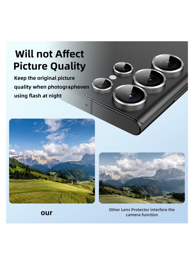 Wtech Premium Camera Lens Frame Tempered Glass Protector Aluminum Alloy Adhesive Coating For Samsung Galaxy S23 Ultra 5G 2023 Phantom Black - Image 3