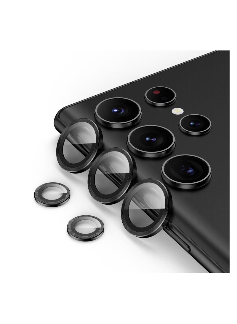 Wtech Premium Camera Lens Frame Tempered Glass Protector Aluminum Alloy Adhesive Coating For Samsung Galaxy S23 Ultra 5G 2023 Phantom Black - Image 1