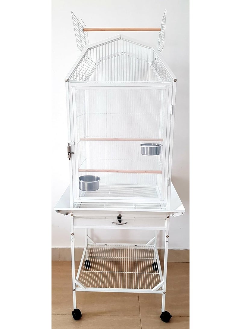 SHAMWA Acrylic front cage is a Large Birdcage with Luxury stand Food Container and wood Stick, Suitable for big parrots such as casco cocatoo ,conure,Parakeet,Budgerigar,Fischer Lovebird ,cockatiel . Made of high quality material, sturdy and durable to use ,Cage includes two hard and big staneless steel cups , 3 wood perch and top stand. Removable bottom grille and pull-out tray for convenient cleaning Item Dimensions after assembling :57 X 57 X 123 cm Can be used as a nice gift for your family and friends. Please Note : All other accessories ,toys ,ladder,swing ,nests are not available. - Image 3