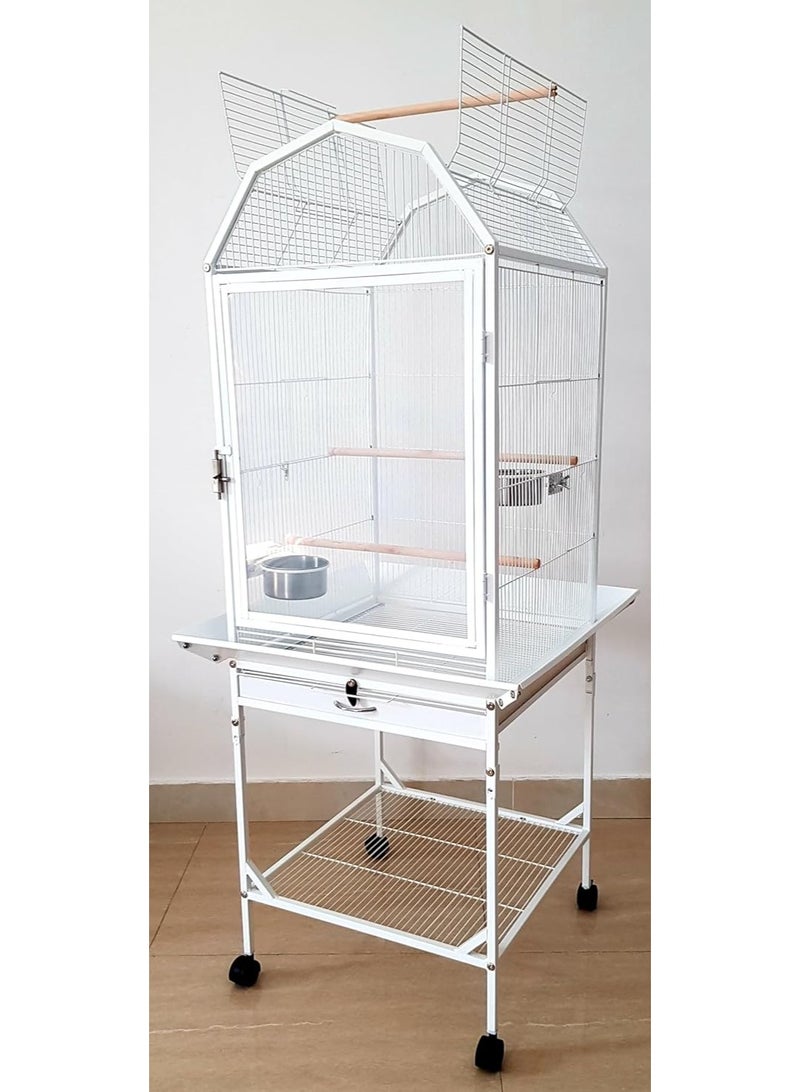 SHAMWA Acrylic front cage is a Large Birdcage with Luxury stand Food Container and wood Stick, Suitable for big parrots such as casco cocatoo ,conure,Parakeet,Budgerigar,Fischer Lovebird ,cockatiel . Made of high quality material, sturdy and durable to use ,Cage includes two hard and big staneless steel cups , 3 wood perch and top stand. Removable bottom grille and pull-out tray for convenient cleaning Item Dimensions after assembling :57 X 57 X 123 cm Can be used as a nice gift for your family and friends. Please Note : All other accessories ,toys ,ladder,swing ,nests are not available. - Image 4