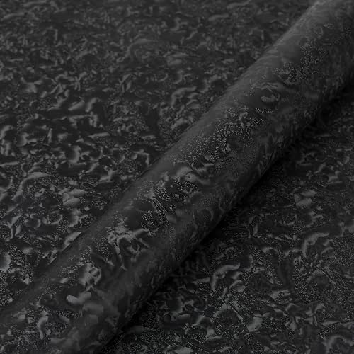 Abyssaly Black Textured Peel and Stick Wallpaper - Vintage Embossed Contact Paper - Waterproof Self Adhesive Removable Vinyl Roll for Wrapping Paper Bathroom Bedroom Shelf Liner 15.7" x 118" - Image 1