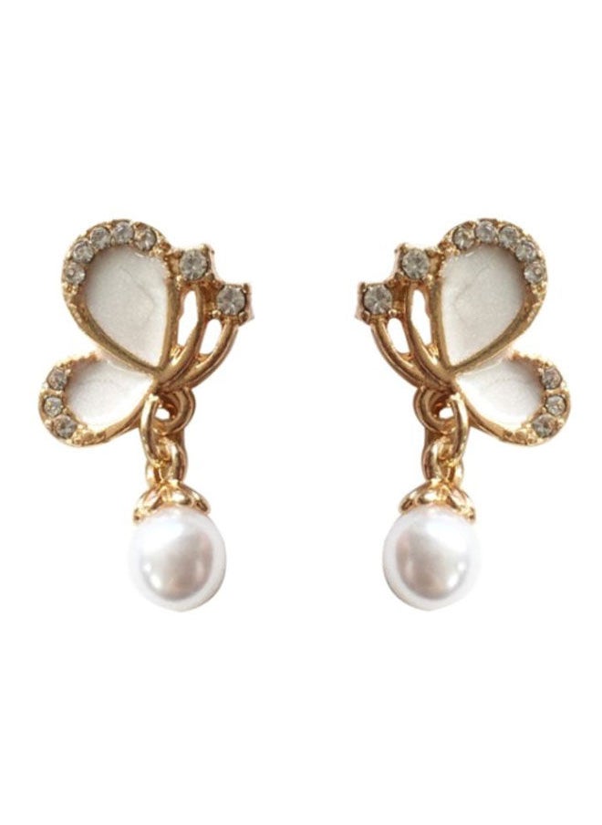 NIBEMINENT - Butterfly Design Stone Studded Stud Earrings - Image 1