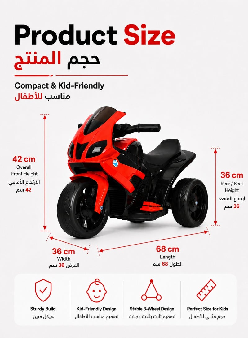 RUIYADA Kids 3-Wheel Electric Ride on Motorcycle withRear Wheel Drive Motor, Anti-Slip Wear-Resistant Tires, Rear Shock Spring and Foot Pedal, Safe Stable Outdoor Ride-on Car for Boys Girls Age 3-5 Years for Toddlers - Image 2