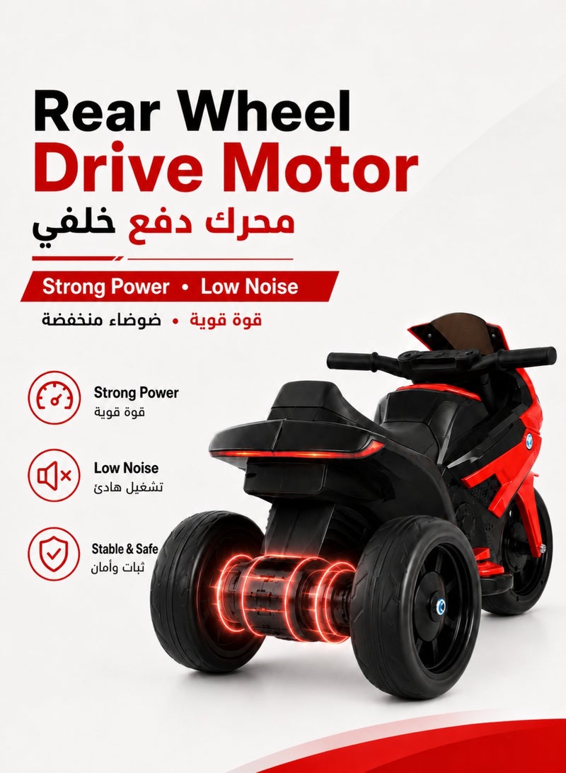 RUIYADA Kids 3-Wheel Electric Ride on Motorcycle withRear Wheel Drive Motor, Anti-Slip Wear-Resistant Tires, Rear Shock Spring and Foot Pedal, Safe Stable Outdoor Ride-on Car for Boys Girls Age 3-5 Years for Toddlers - Image 4
