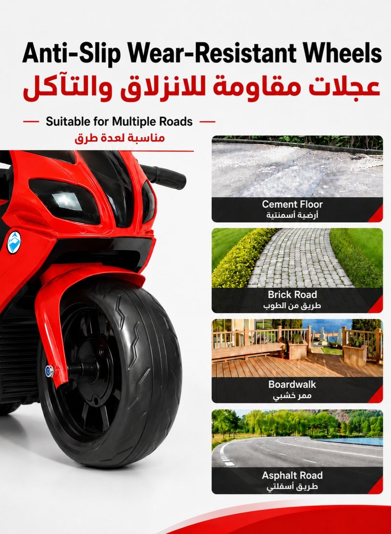 RUIYADA Kids 3-Wheel Electric Ride on Motorcycle withRear Wheel Drive Motor, Anti-Slip Wear-Resistant Tires, Rear Shock Spring and Foot Pedal, Safe Stable Outdoor Ride-on Car for Boys Girls Age 3-5 Years for Toddlers - Image 5