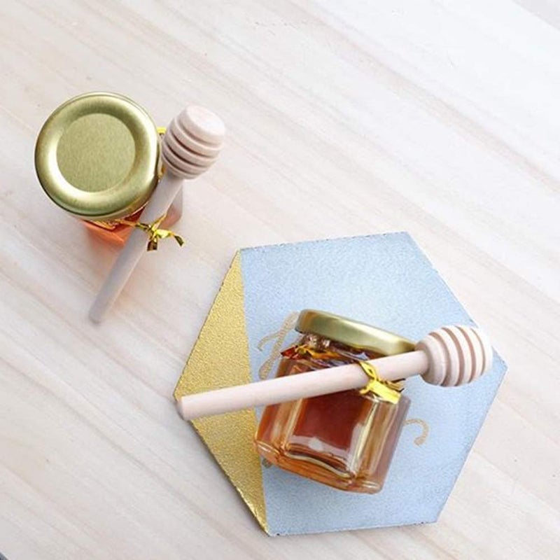 Adabocute Honey Pot, Mini Honey Jars with Dipper, Glass Honey Jars Baby Shower Favors, Party Favors & Wedding Favors, Gold Lid, Bee Pendants, Gold Organza Bags, 20 Pack 1.5oz - Image 3