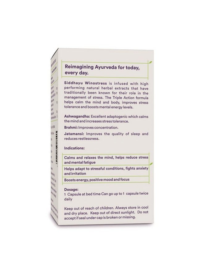 Siddhayu Winostress (From the house of Baidyanath) | Herbal Stress Support Tablets - 30 Capsules X 1 - Image 3