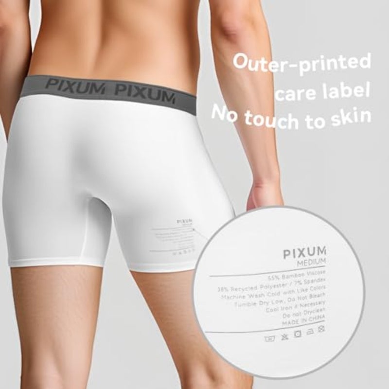 PIXUM Men's Ultra Breathable Underwear Bamboo Viscose Boxer Briefs, Comfort Flex Waistband Cool Underpants for Men - Image 2