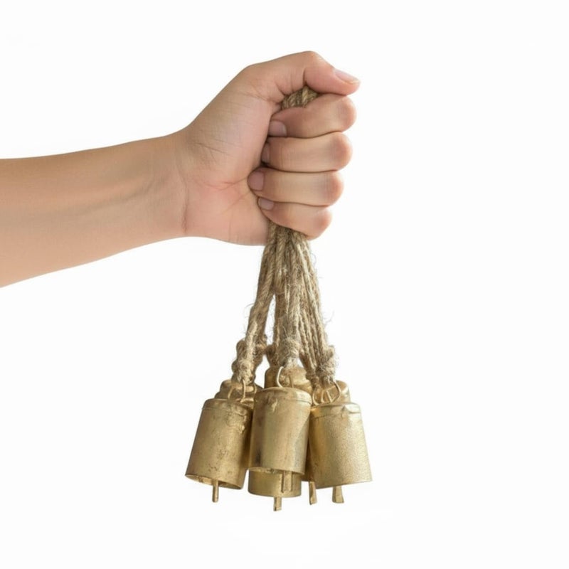 VIKACRAFT Brass Bell Hangings for Home Decoration Metal Mini Bells Hanings for Diwali Decor, Wall Art - Pack of 10 - Image 1