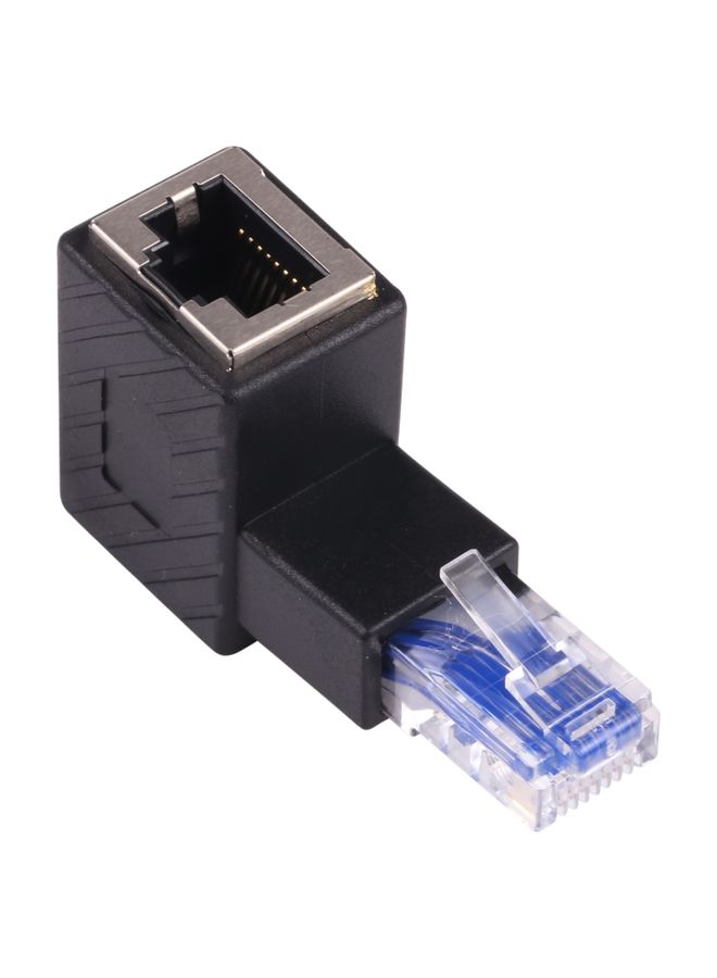 BURAQ RJ45 Male to Female Converter 90 Degrees Extension Adapter for Cat5 Cat6 LAN Ethernet Network Cable - Image 1