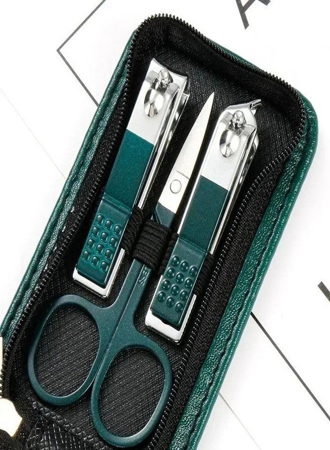 LOVHIDE Essentials 6 Pcs Manicure Set Nail Clippers, Stainless Steel Nail Scissors Grooming Kit, Acne needle, Blackhead Tool Leather Travel Case (Green and Black) - Image 4