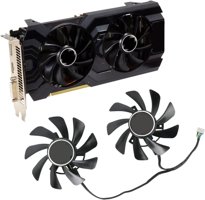 Youngran 85mm T129215BU 4Pin RX570 GPU Fan Compatible for PowerColor Red Dragon RX 570 AXRX 570 Graphics Card Cooling Fan Leisurely (Blade Color : Fan with case) - Image 2