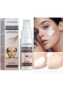 Jaysuing Discolour Liquid Foundaton-Color Changing Liquid Foundation, for Different Skin Tone, Foundation Makeup Base Nude Face Liquid Full Coverage Concealer 30G  - Image 1