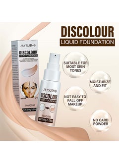 Jaysuing Discolour Liquid Foundaton-Color Changing Liquid Foundation, for Different Skin Tone, Foundation Makeup Base Nude Face Liquid Full Coverage Concealer 30G  - Image 2