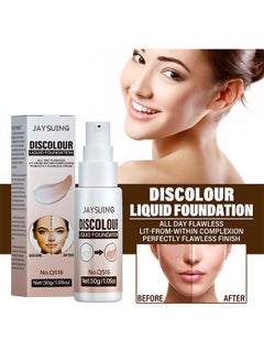 Jaysuing Discolour Liquid Foundaton-Color Changing Liquid Foundation, for Different Skin Tone, Foundation Makeup Base Nude Face Liquid Full Coverage Concealer 30G  - Image 3