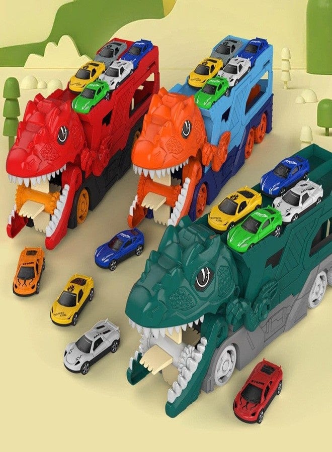 Spindoo Dino Parking Lot Transporter Truck Toy with Lights & Sounds | Dinosaur Car Carrier Playset with 2 Mini Racing Cars | Car Transport Truck Toy for Kids (Pack 1 Random Colour) - Image 4