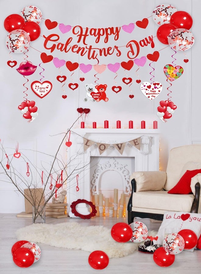مون بوت زينة حفلات عيد الصداقة النسائية للمنزل: بالونات على شكل قلب معلقة ولافتات "عيد صداقة سعيد"، طقم قوس بالونات وردي وأحمر وأبيض لتزيين الحفلات (بدون مضخة هواء) - Image 5