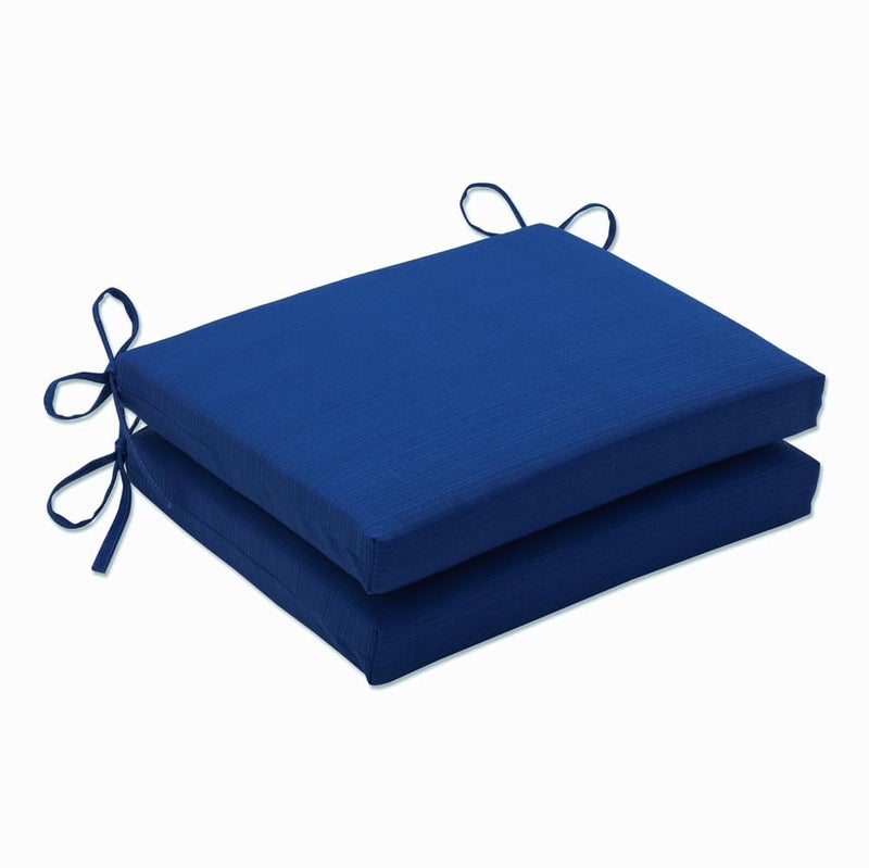Pillow Perfect Fresco Solid IndoorOutdoor Patio Seat Cushions Plush Fiber Fill Weather and Fade Resistant Square Corner  16 x 185 Blue 2 Count