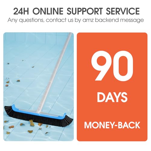 TidyMister Pool Brush 17.5'' Heavy Duty Swimming Pool Brushes for Cleaning Pool Walls & Tiles & Floors & Corners Scrub Brush Head Reinforced Aluminum Back - Image 4