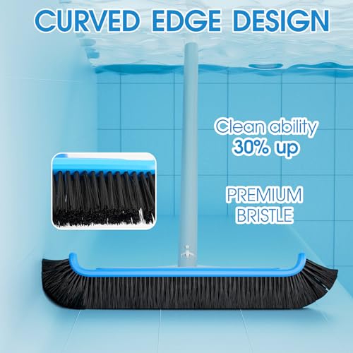 TidyMister Pool Brush 17.5'' Heavy Duty Swimming Pool Brushes for Cleaning Pool Walls & Tiles & Floors & Corners Scrub Brush Head Reinforced Aluminum Back - Image 2