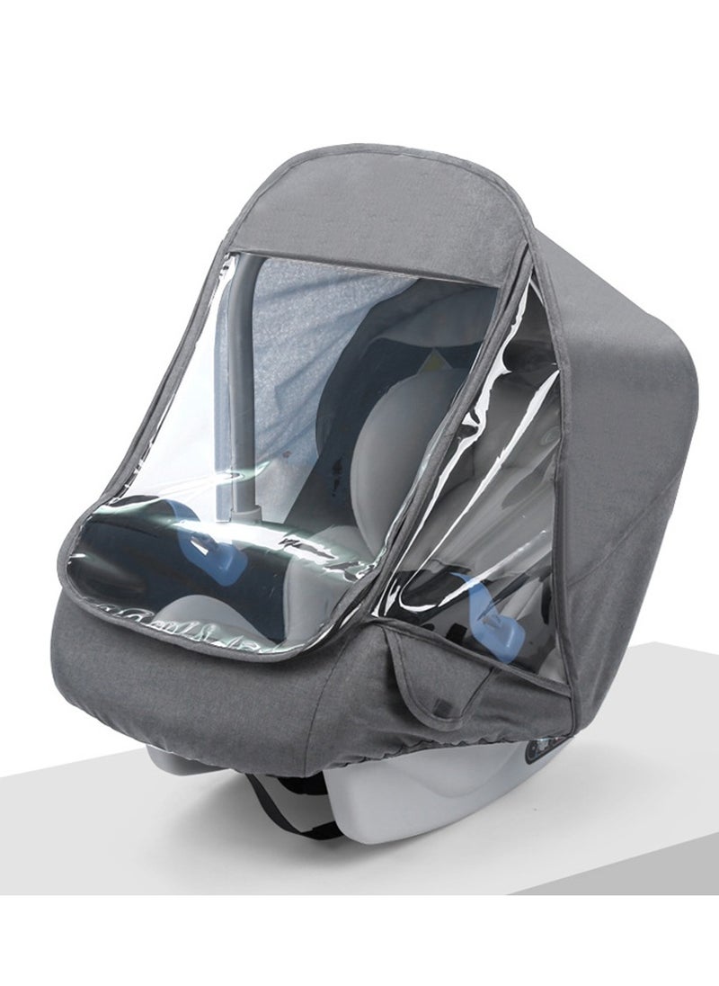XiuWoo Windproof Waterproof Foldable Universal Car Seat Rain Cover, Baby Carrier Rain cover, Infant Car Seat Weather Shield with Zipper Door, Side Ventilation, Clear Window  - Image 1