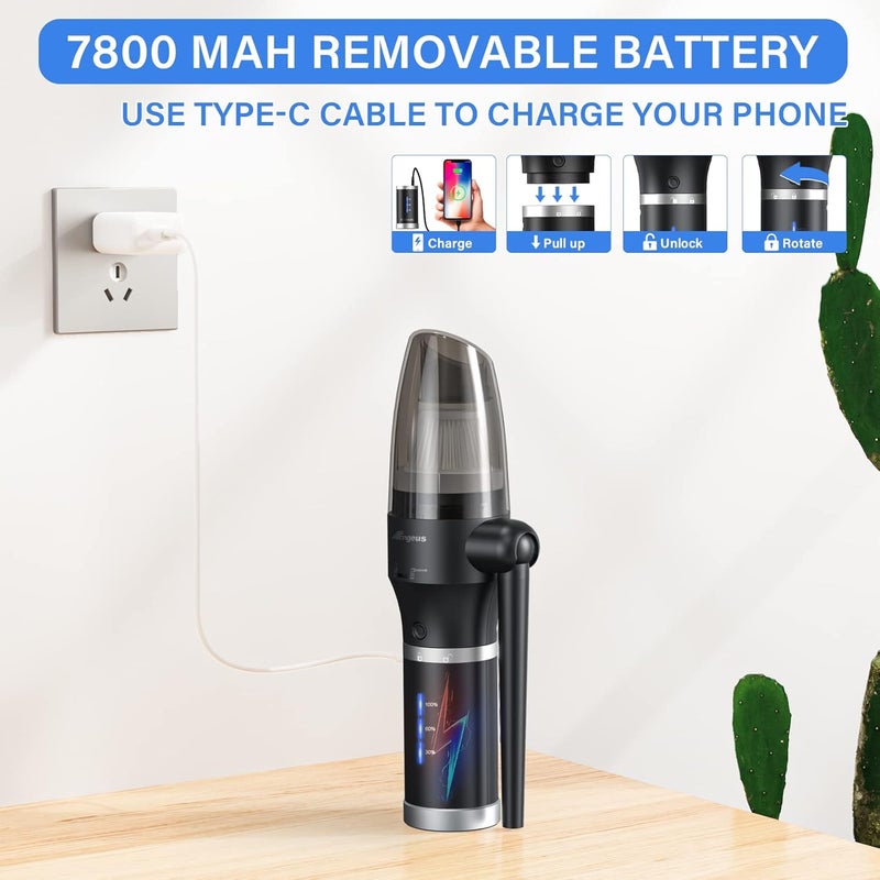 ATEngeus Compressed Air Duster & Vacuum, 77000 RPM Cordless Air Duster, 3 in1 Air Blower, Detachable Battery, Replaces for Air Cans, Keyboard Cleaner, Vacuum Cleaner for pc - Image 5