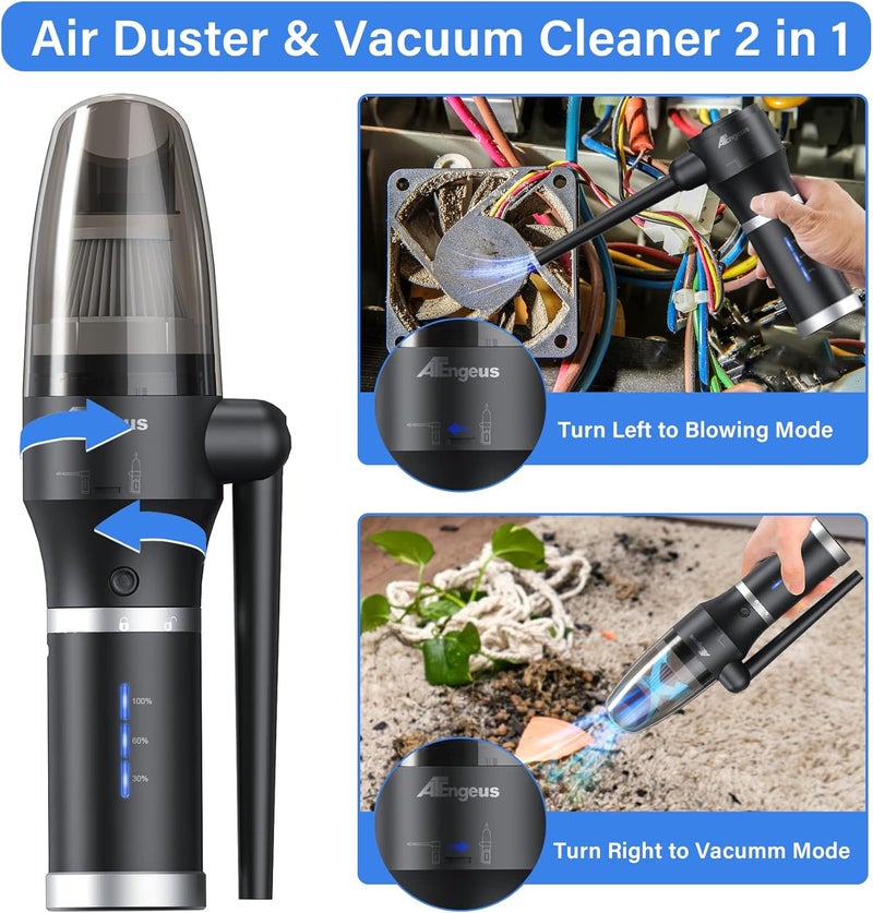 ATEngeus Compressed Air Duster & Vacuum, 77000 RPM Cordless Air Duster, 3 in1 Air Blower, Detachable Battery, Replaces for Air Cans, Keyboard Cleaner, Vacuum Cleaner for pc - Image 2