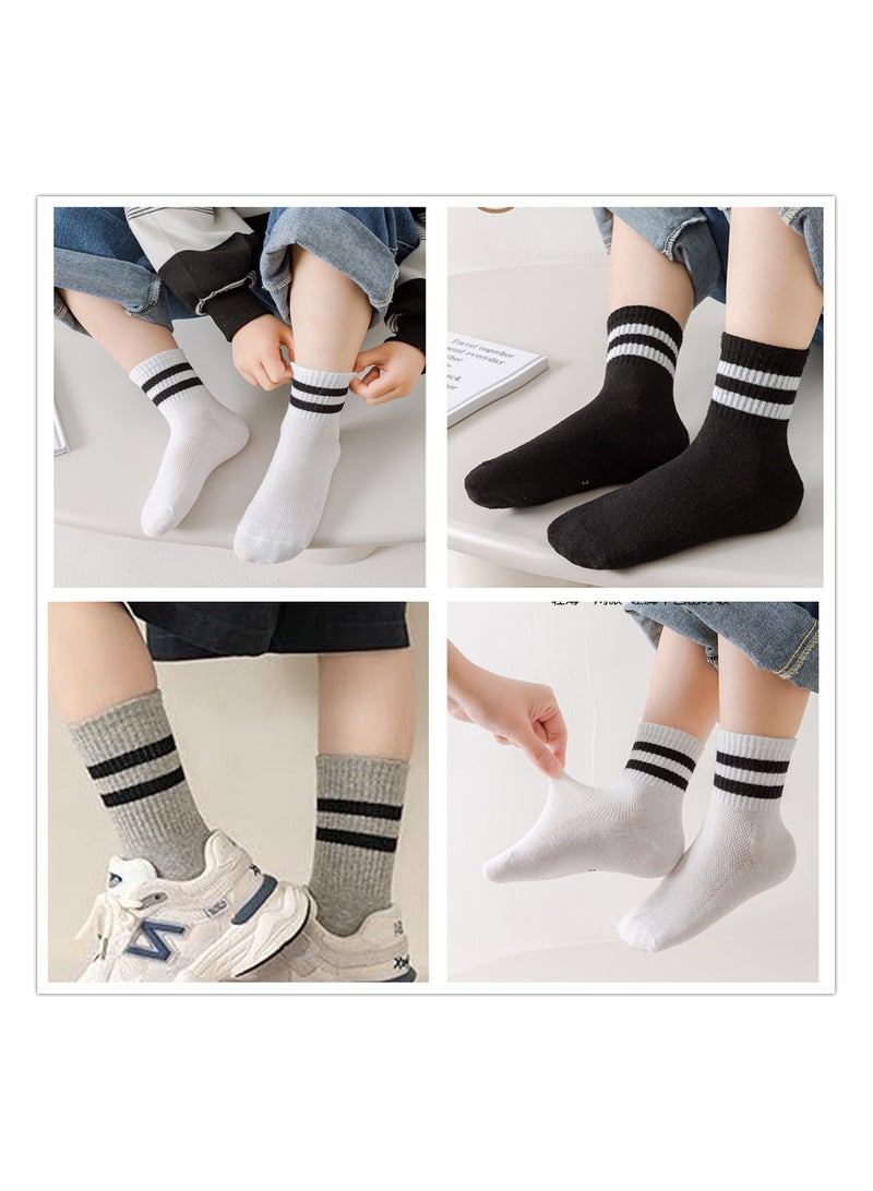 6 Pairs Casual Striped Socks For Kids, Breathable Soft Comfortable Socks For Summer （ages 6-10 Years） - Image 2