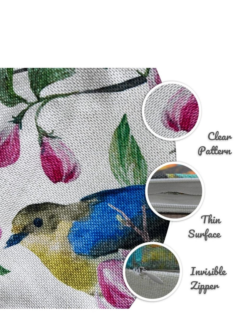 Spring Floral Linen Pillowcase, a Set of 4 Pillowcases for Sofa Sofa Living Room, Home Decor Sofa Digital Printing Home Furnishing Cushion Cover - Image 5