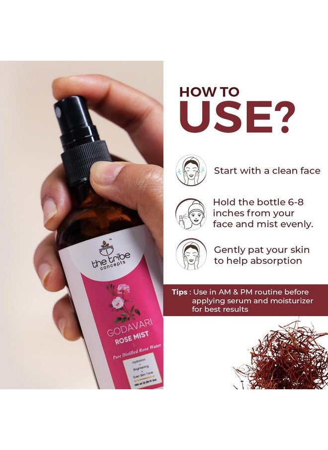 The Tribe Concepts - Godavari Rose Mist Face Toner Pure Distilled Rose Water For Hydration Brightening & Even Skin Tone 100 Ml (Pack Of 1) - Image 1