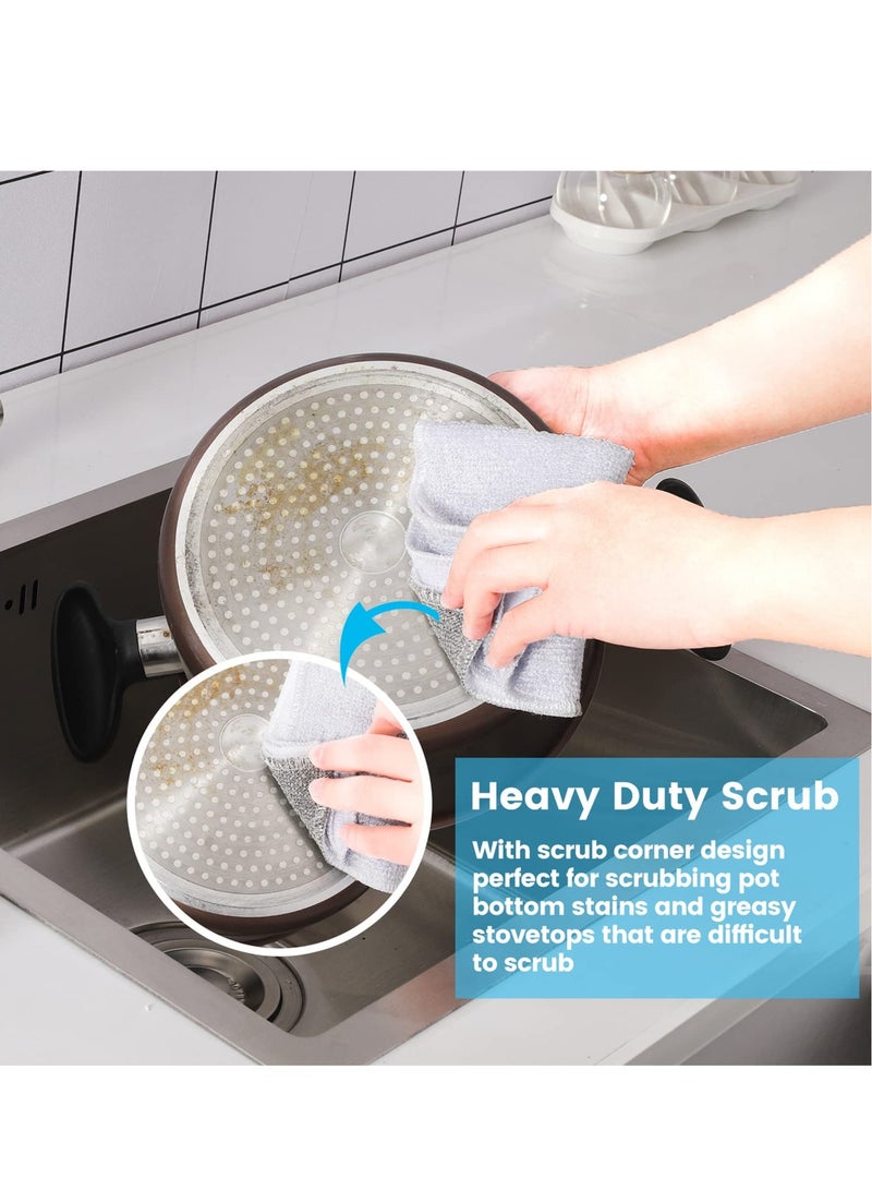 8 Pack Bamboo Fiber Cleaning Cloths 7.9X9.8 Inches Reusable Absorbent Dish Rags for Kitchen Bathroom and Counter Cleaning