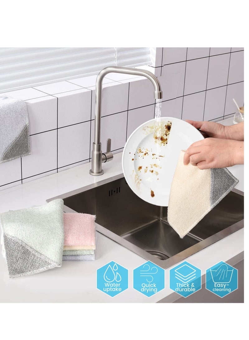 8 Pack Bamboo Fiber Cleaning Cloths 7.9X9.8 Inches Reusable Absorbent Dish Rags for Kitchen Bathroom and Counter Cleaning