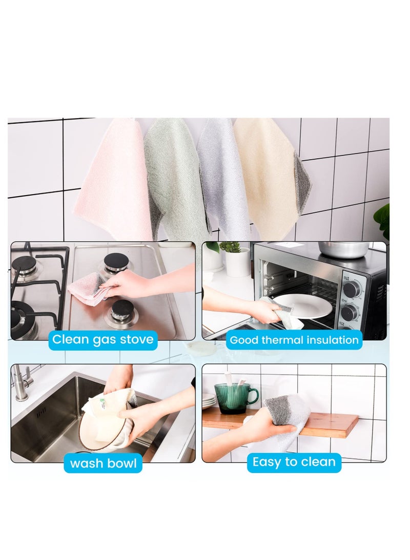 8 Pack Bamboo Fiber Cleaning Cloths 7.9X9.8 Inches Reusable Absorbent Dish Rags for Kitchen Bathroom and Counter Cleaning