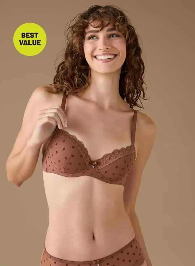 سبلاش فيڤ Lace Detail Balconette Bra with Hook and Eye Closure