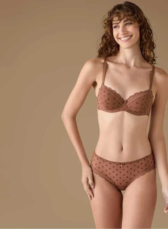 سبلاش فيڤ Lace Detail Balconette Bra with Hook and Eye Closure
