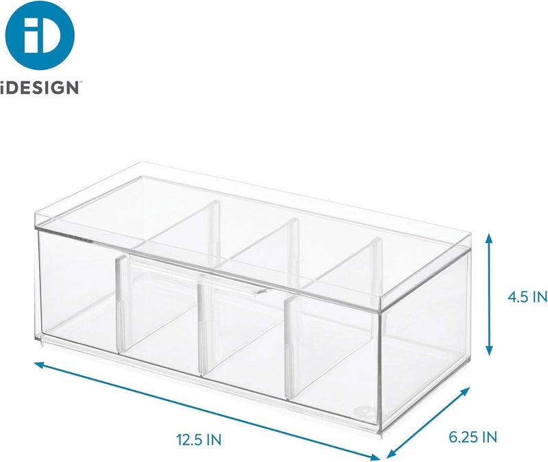 إنترديزاين منظم الشاي القابل للتركيب من iDesign الخالي من مادة BPA مع غطاء، مقاس 12.59 بوصة × 6.23 بوصة × 4.57 بوصة، رقم الموديل 72110 - Image 3