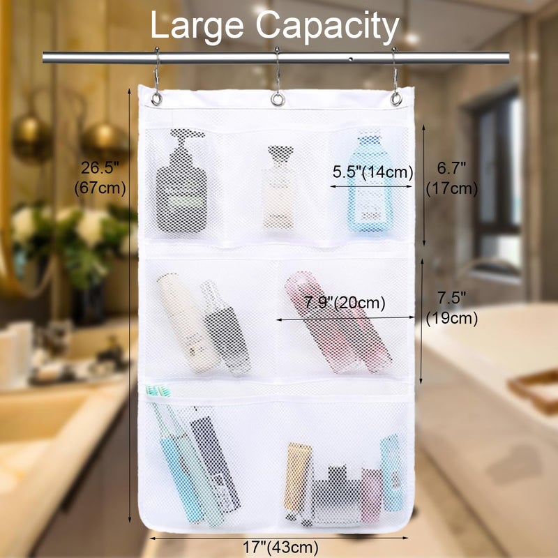 GYEUKHAM Hanging Mesh Shower Caddy for Bathroom - Quick Drying Portable Shower Organizer with Multiple Pockets for Soap,Shampoo and Cruise Ship Essentials Saving Bathroom Storage,White,1 Pack - Image 2