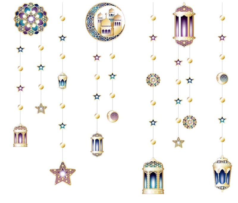 مجموعة زينة رمضان Decor365 6 خيوط زينة رمضان مبارك زينة عيد زينة منزلية زينة عيد لافتة قمر زينة إسلامية لعيد الميلاد حفلة زفاف لوازم الحفلات