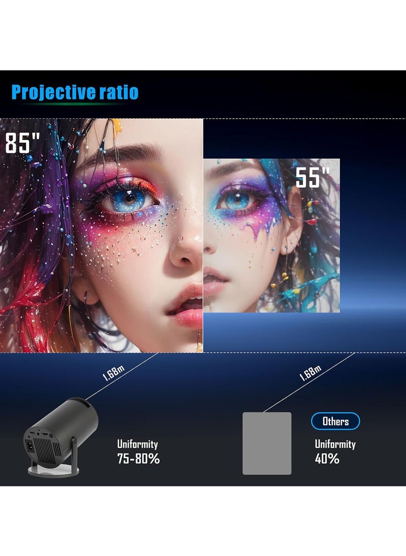 Gonice - Mini Projector,Smart Projector,4K Projector with Wifi 6 and Bluetooth 5,Portable Projector with Android 11, Automatic Keystone Correction,180 Degree,130 Inch Display - Image 1